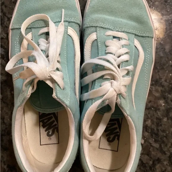 Vans AQUA BLUE and White Sneakers. OFF THE WALL OLD SKOOL - Picture 8 of 8